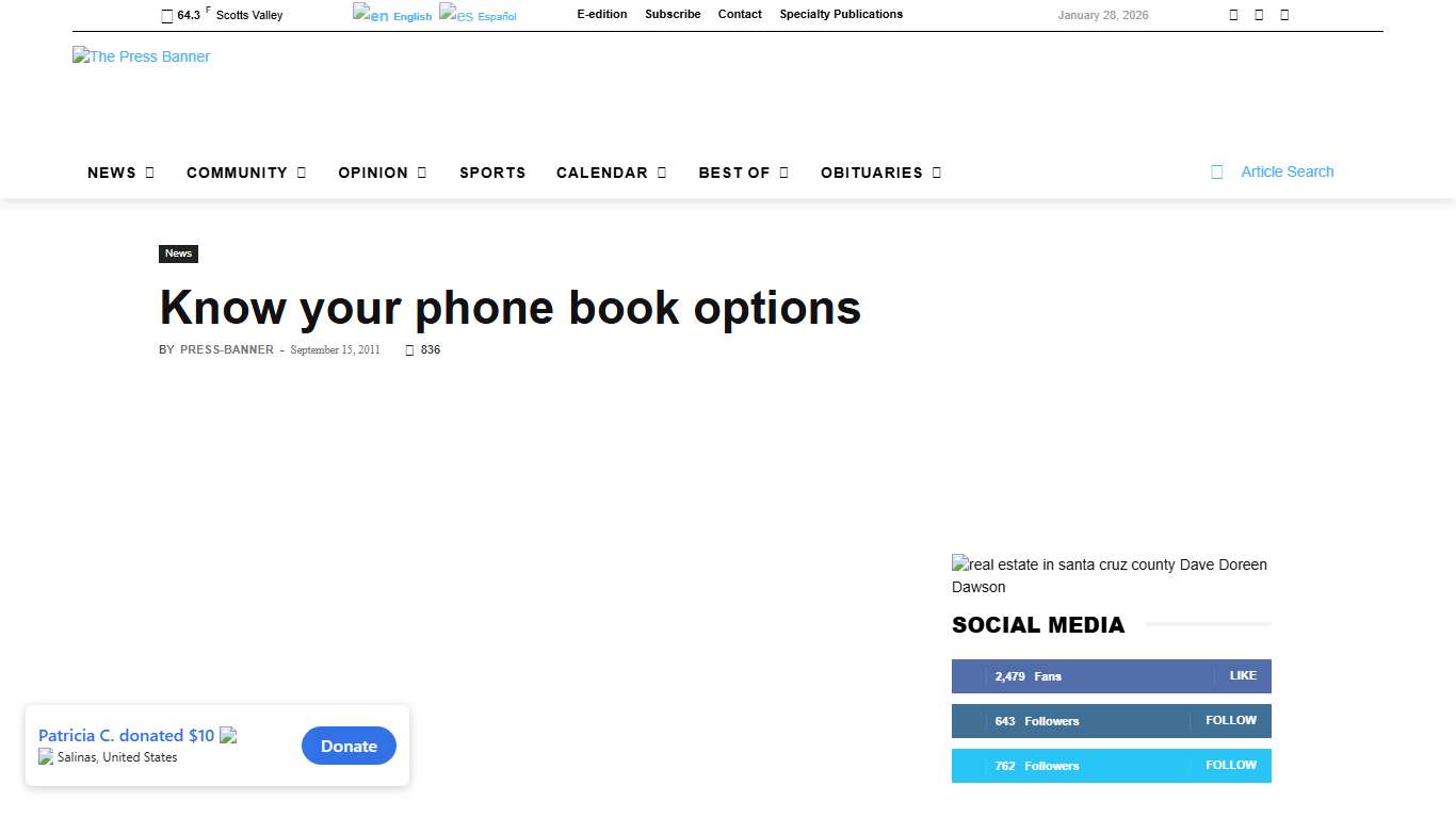Know your phone book options - Press Banner Scotts Valley, CA