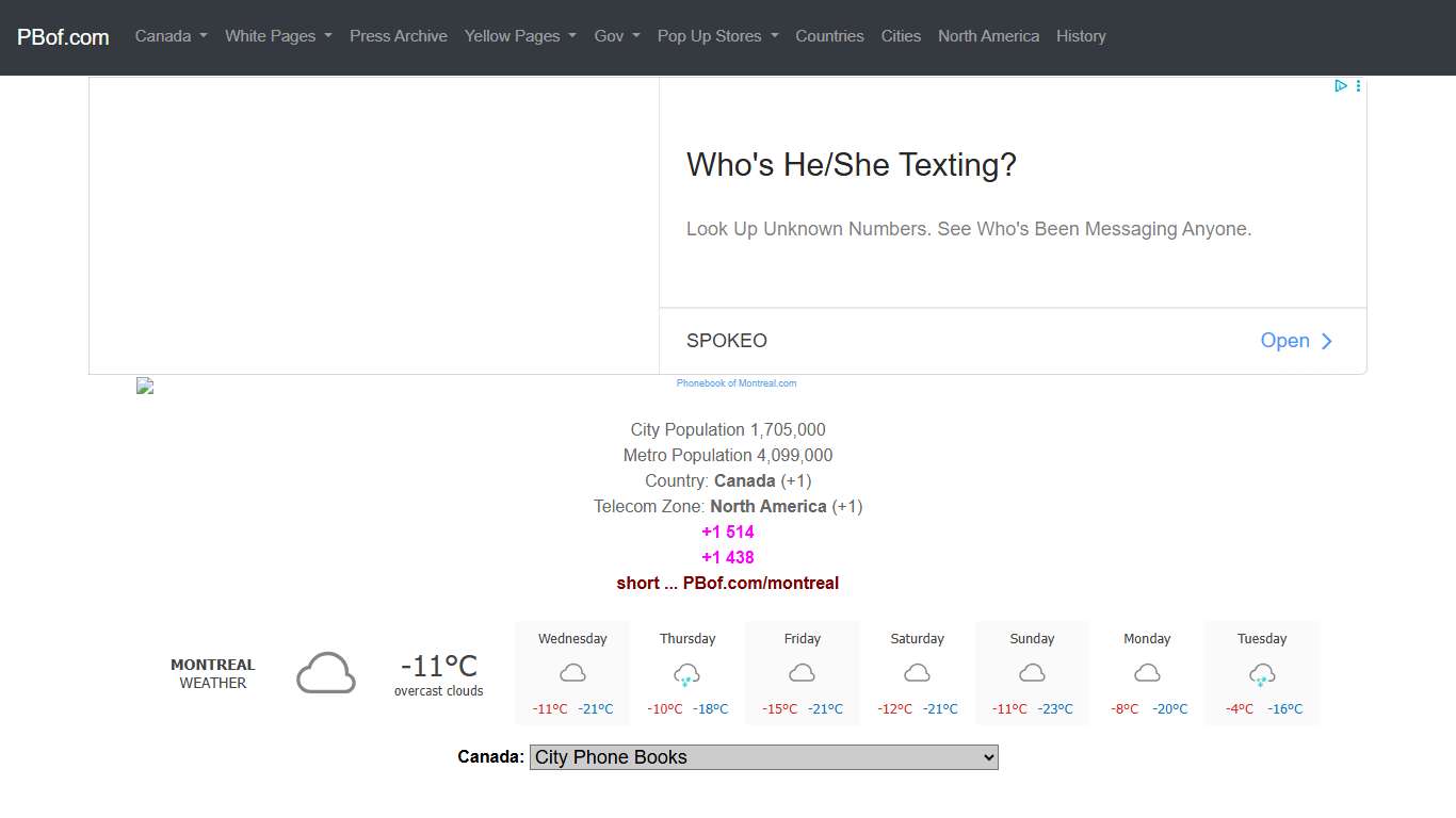 Phone Book of Montreal.com +1 514 - White Pages / Pages Blanches