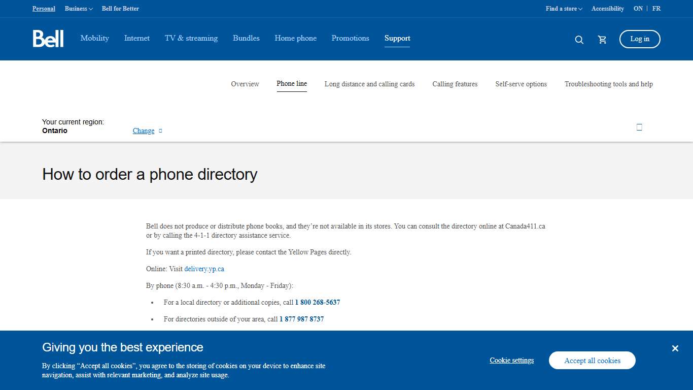 How to order a Bell phone directory